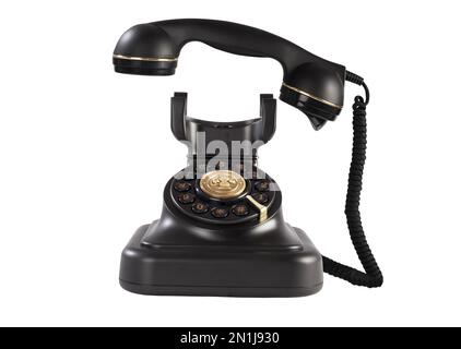 Isoliertes altes Festnetztelefon im Retro-Stil Stockfoto
