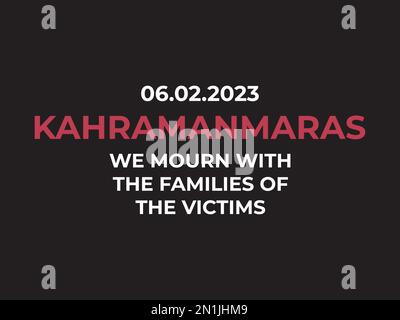 Ein trauriges Banner. Erdbeben in Kahramanmaras. Trauer im Zusammenhang mit einem schrecklichen Erdbeben. Bete für Kahramanmaras. Stock Vektor