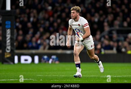 Twickenham. Vereinigtes Königreich. 04. Februar 2023 England V Schottland, Culcutta Cup, Guinness 6 Nations. Twickenham-Stadion. Twickenham. Ollie Hassell-Collins (England) während des England V Schottland, Culcutta Cup Rugby-Spiels in den Guinness 6 Nations. Stockfoto