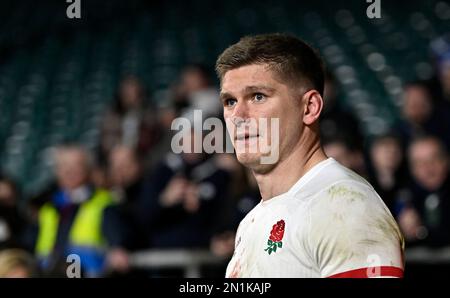 Twickenham. Vereinigtes Königreich. 04. Februar 2023 England V Schottland, Culcutta Cup, Guinness 6 Nations. Twickenham-Stadion. Twickenham. Owen Farrell (England, Kapitän) während des England V Schottland, Culcutta Cup Rugby-Spiels in den Guinness 6 Nations. Stockfoto