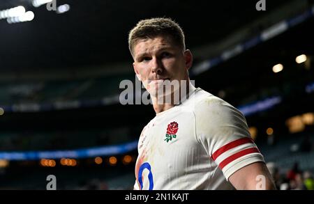 Twickenham. Vereinigtes Königreich. 04. Februar 2023 England V Schottland, Culcutta Cup, Guinness 6 Nations. Twickenham-Stadion. Twickenham. Owen Farrell (England, Kapitän) während des England V Schottland, Culcutta Cup Rugby-Spiels in den Guinness 6 Nations. Stockfoto