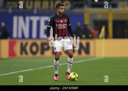 Mailand, Italien, 5. Februar 2023. Junior Messias von AC Milan während des Spiels der Serie A in Giuseppe Meazza, Mailand. Der Bildausdruck sollte lauten: Jonathan Moscrop/Sportimage Stockfoto