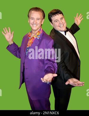 Peter Kay und Tony Christie im legendären 2005 Comic Relief „Amarillo“-Videodreh. Stockfoto