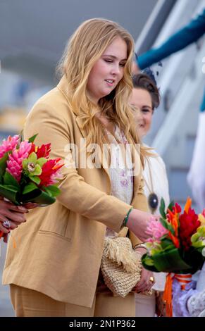 Prinzessin Amalia aus den Niederlanden kommt am 06. Februar 2023 am Princess Juliana International Airport an, um am 7. Tag des Besuchs im Karibischen Fotografien: Albert Nieboer/Netherlands OUT/Point de Vue OUT einen 2-tägigen Besuch in St. Maarten zu machen Stockfoto