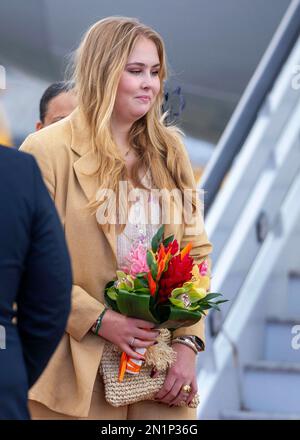 Prinzessin Amalia aus den Niederlanden kommt am 06. Februar 2023 am Princess Juliana International Airport an, um am 7. Tag des Besuchs im Karibischen Fotografien: Albert Nieboer/Netherlands OUT/Point de Vue OUT einen 2-tägigen Besuch in St. Maarten zu machen Stockfoto