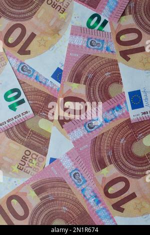 Nahaufnahme von 10-Euro-Banknoten Stockfoto