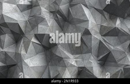 Unregelmäßiger geometrischer Betonhintergrund. 3D-Rendern Stockfoto