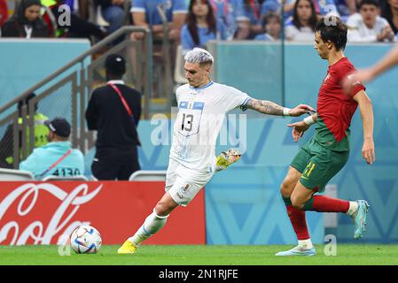 LUSAIL CITY, KATAR - 28. NOVEMBER: Guillermo Varela während des FIFA-Weltmeisterschafts-Katar-2022-Spiels der Gruppe H zwischen Portugal und Uruguay am 28. November 2022 im Lusail Stadium in Lusail City, Katar. (Foto von MB Media) Stockfoto