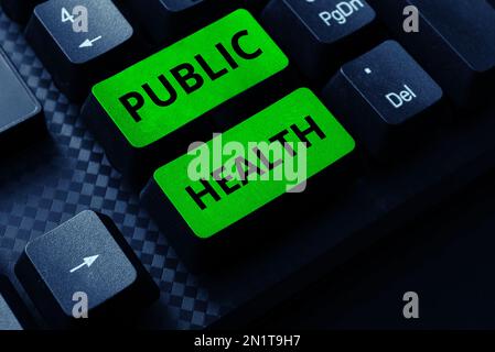 Text zeigt Inspiration Public Health. Wort für die Förderung einer gesunden Lebensweise für die Gemeinschaft und ihre Menschen Stockfoto