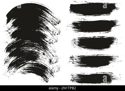 Runder Pinsel normaler langer & gebogener Hintergrund Mix Künstlerpinsel hohe Details Abstrakter Vektor Hintergrund MEGA Mix Set Stock Vektor