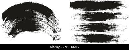 Runder Pinsel normaler langer & gebogener Hintergrund Mix Künstlerpinsel hohe Details Abstrakter Vektor Hintergrund MEGA Mix Set Stock Vektor