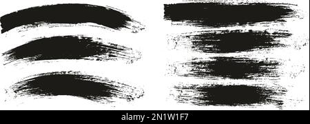 Runder Pinsel normaler langer & gebogener Hintergrund Mix Künstlerpinsel hohe Details Abstrakter Vektor Hintergrund MEGA Mix Set Stock Vektor