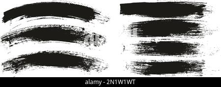 Runder Pinsel normaler langer & gebogener Hintergrund Mix Künstlerpinsel hohe Details Abstrakter Vektor Hintergrund MEGA Mix Set Stock Vektor