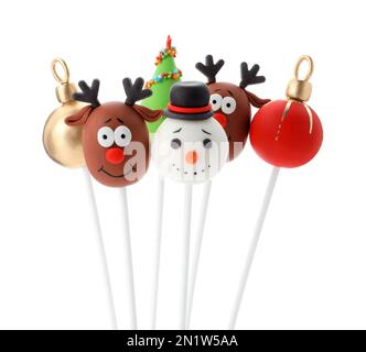 Köstliche weihnachtliche Torten, isoliert auf Weiß Stockfoto