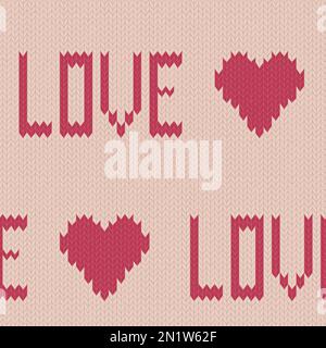 Nahtlos gestrickter Herzhintergrund. Vektordarstellung Stock Vektor