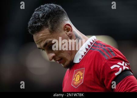 MANCHESTER, ENGLAND - FEBRUAR 04: Antony of Manchester United während des Premier League-Spiels zwischen Manchester United und Crystal Palace in Old Tra Stockfoto