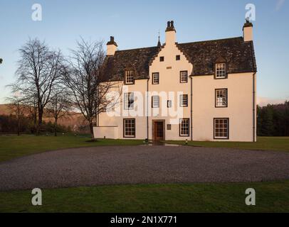 Berühmtes Easter Elchies House auf dem Gelände der Whiskybrennerei Macallan in CRAIGELLACHIE Scotland, Großbritannien Stockfoto