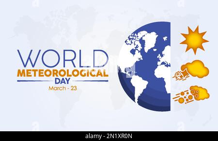 Wolkenvorhersage Wetterbewusstsein Bannerdesign des Weltmeteorologischen Tages am 23. März Stock Vektor