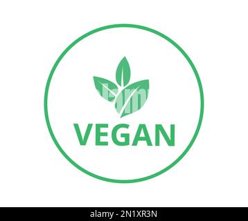 Vegane Ikone mit Blättern. Konzept von Bio und Bio. Stock Vektor