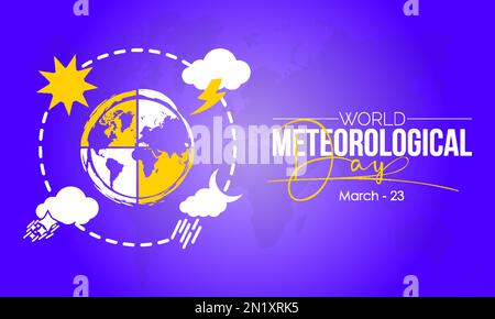 Wolkenvorhersage Wetterbewusstsein Bannerdesign des Weltmeteorologischen Tages am 23. März Stock Vektor