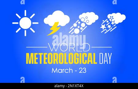 Wolkenvorhersage Wetterbewusstsein Bannerdesign des Weltmeteorologischen Tages am 23. März Stock Vektor