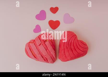 Herzförmiges Muschelbrot für den Tag der Liebe und Freundschaft Stockfoto