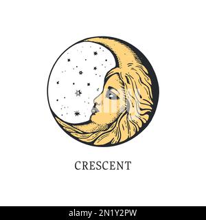 Mondsichelzeichnung von Hand Stock Vektor
