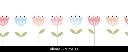 Horizontaler Hintergrund mit Blumen. Abstraktes Blumenmuster. Stockfoto