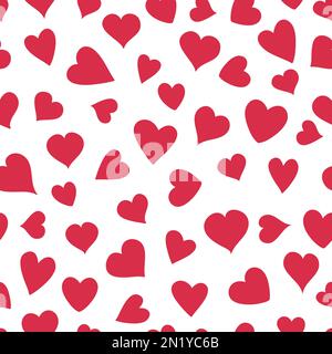 Nahtloses Muster mit roten Herzen. Er kann für Tapeten, Karten, Geschenkpapiere, Muster für Kleidung und anderes verwendet werden. Stockfoto