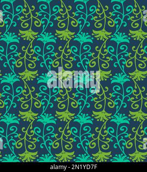 Nahtloses Muster mit Blumenmotiven in 3 Farben Stockfoto