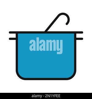 Suppensymbol isoliert auf weißem Hintergrund. Schwarzer, flacher Klassiker mit modernem Umriss. Lineares Symbol und bearbeitbare Kontur. Einfach und pixelgenau Stock Vektor