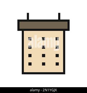 Kalenderzeilensymbol isoliert auf weißem Hintergrund. Schwarzer, flacher Klassiker mit modernem Umriss. Lineares Symbol und bearbeitbare Kontur. Einfach und Pixel pro Stock Vektor