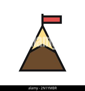 Symbol für Berglinie isoliert auf weißem Hintergrund. Schwarzer, flacher Klassiker mit modernem Umriss. Lineares Symbol und bearbeitbare Kontur. Einfach und Pixel pro Stock Vektor