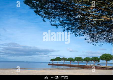 Der Strand von Maubuisson an der Südspitze des Sees d'Hourtin, Frankreich Stockfoto