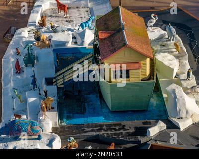 Blackpool Pleasure Beach BPB Aerial Update geschlossen Saison 2023, Inc Big One Re Tracking Stockfoto