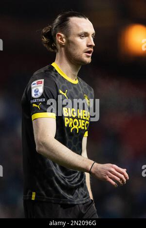 Blackburn, Großbritannien. 06. Februar 2023. Will Keane of Wigan Athletic während des Sky Bet Championship-Spiels Blackburn Rovers vs Wigan Athletic in Ewood Park, Blackburn, Großbritannien, 6. Februar 2023 (Foto von Phil Bryan/News Images) in Blackburn, Großbritannien, am 2./6. Februar 2023. (Foto: Phil Bryan/News Images/Sipa USA) Guthaben: SIPA USA/Alamy Live News Stockfoto