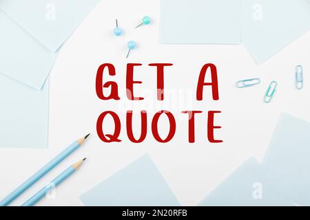 Konzepttitel Angebot einholen. Wort für den letzten Kurs, zu dem ein Wertpapier oder eine Ware gehandelt wurde Stockfoto