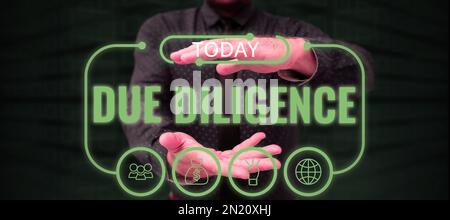 Inspiration zeigt Zeichen Due Diligence. Wort für Vermeiden Sie andere Geschäftseigentum für eine Vereinbarung zu schaden Stockfoto