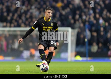 Blackburn, Großbritannien. 06. Februar 2023. Omar Rekik spielt den Ball während des Sky Bet Championship-Spiels Blackburn Rovers vs Wigan Athletic in Ewood Park, Blackburn, Großbritannien, 6. Februar 2023 (Foto von Phil Bryan/News Images) in Blackburn, Großbritannien, am 2./6. Februar 2023. (Foto: Phil Bryan/News Images/Sipa USA) Guthaben: SIPA USA/Alamy Live News Stockfoto