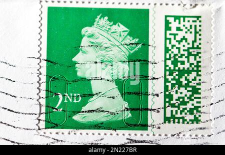 Eine grüne zweite Klasse frankierte britische Briefmarke 2022 Stockfoto