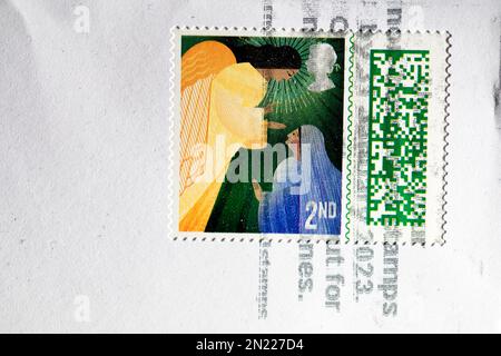 Zweite Klasse frankierte britische Briefmarke Weihnachten 2022 Stockfoto