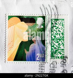 Zweite Klasse frankierte britische Briefmarke Weihnachten 2022 Stockfoto