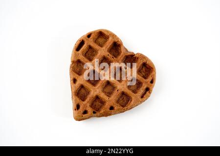 Hausgemachte herzförmige Waffeln isoliert auf weißem Hintergrund | Valentinstag-herzförmige Waffeln Stockfoto