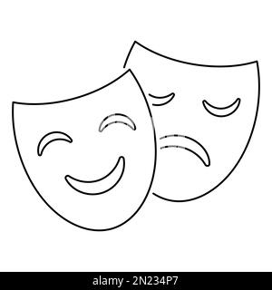 Kontursymbol für Theatermaske. Vektordarstellung isoliert auf weißem Hintergrund Stock Vektor