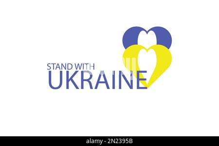 Wir stehen mit der Ukraine zusammen. vektorgrafikdesign. Beenden Sie den Krieg in der Ukraine. Stock Vektor