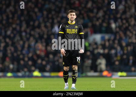 Blackburn, Großbritannien. 06. Februar 2023. Callum lang of Wigan Athletic während des Sky Bet Championship-Spiels Blackburn Rovers vs Wigan Athletic in Ewood Park, Blackburn, Großbritannien, 6. Februar 2023 (Foto von Phil Bryan/News Images) in Blackburn, Großbritannien, am 2./6. Februar 2023. (Foto: Phil Bryan/News Images/Sipa USA) Guthaben: SIPA USA/Alamy Live News Stockfoto