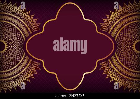 Dieses atemberaubende Design verfügt über einen luxuriösen islamischen Hintergrund mit einem herrlichen goldenen Mandala-Ornament. Perfekt für eine Vielzahl von Anwendungen, von Wandmalereien Stock Vektor