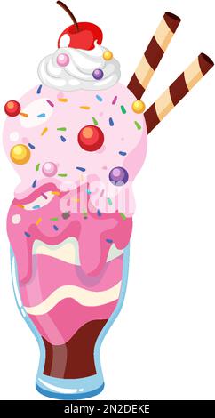 Eisbecher, serviert in einer Glasillustration Stock Vektor