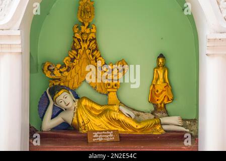 Liegenden Buddha, Shwedagon-Pagode, Rangun (Yangon), Myanmar, Rangun (Yangon), Myanmar Stockfoto