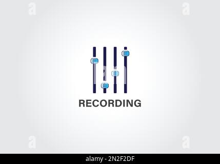 Musiklogos Im Stil Eines Einfachen Vektors. Label Für Recording Studio. Stock Vektor